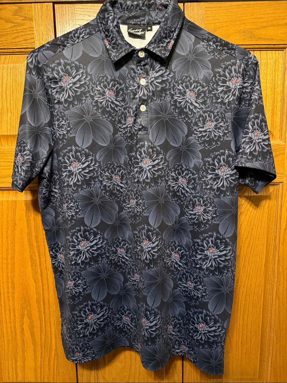 Sunday Swagger Charcoal Floral Short-Sleeve Performance Polo- Medium